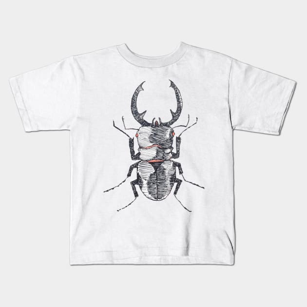 Stag Beetle Kids T-Shirt by teufelberg